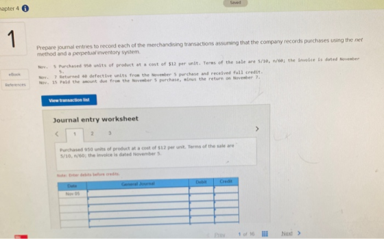 Saved mapter 4 1 Prepare journal entries to record each of the merchandising transactions assuming that the company records p