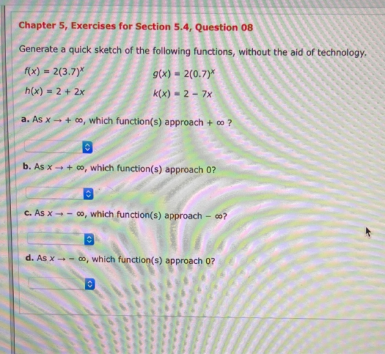 Chapter 5, Exercises for Section 5.4, Question 08 Generate a quick sketch of the following functions, without the aid of tech