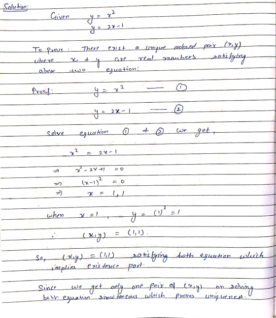 Solution: Ci Y = 22 y22-1 To prove: There where x & y above two exist a unique ordered are real numbers equation! pay (ny) s