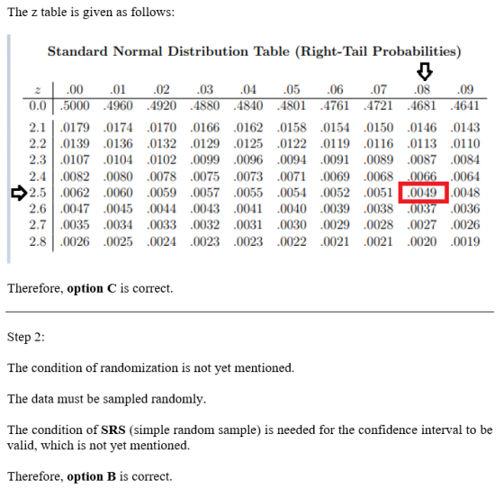 The z table is given as follows: Standard Normal Distribution Table (Right-Tail Probabilities) 2 .00 0.0 -5000 .01 4960 .02 4