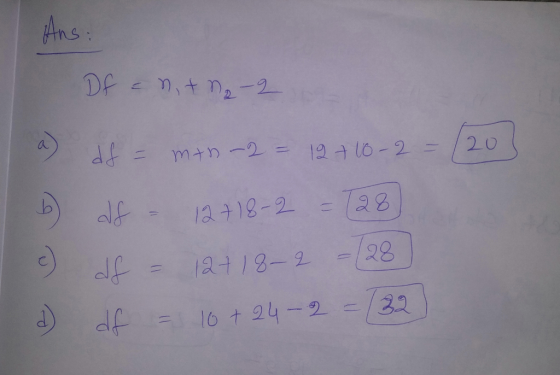 Ans: DF n,tn2-2 a 20 1210-2 12 18-2 28 12t18-2 11 df 22 =10 + 24-2 0