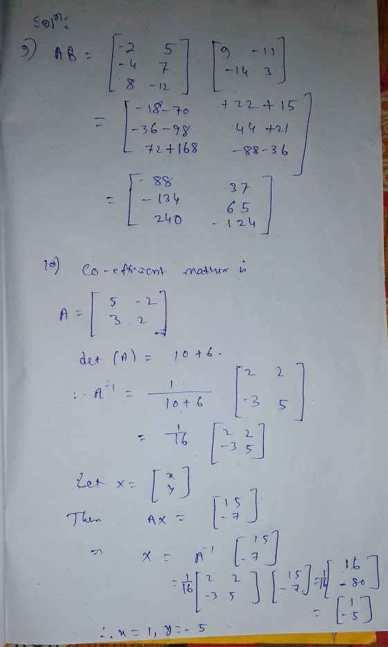 Some 5) AB 2 5 7. 1 P -14 3 - 18-70 -36-98 +22+ 15 44 +21 72+ 168 -88-36 .37 88 - 134 240 65 - 124 20) Coeffiuent mateix i 2