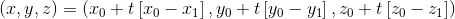 (2, 4, 2) = (20 +t (20 - 11],yo+t (yo - y1], 20+t [20 – 21