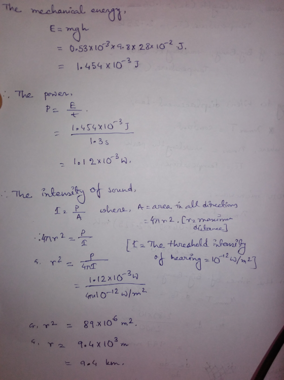 The meshanical anny E- ん = 0,53 x 1o53 9-3 X 28x 102 J. = I. 454 x 10-3 J The pren 1,454 χ 10° .3s The. nkewm 1-12x18-3 12m2