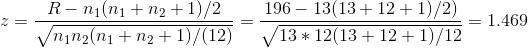 R-nini+n2+1)/2 ning(nı + n2+1)/(12) 196 – 13(13+12+1)/2) 13 * 12(13+ 12+1)/12 = 1.469