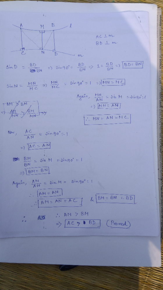 MB e AC Im BD Im SinD = B =) Sin900 BD > 1 = BD = [BD = BNI Sinn - Mesote singon=1 MIN=MQ TAMABM 7 . Again, MN = shma GAHITA