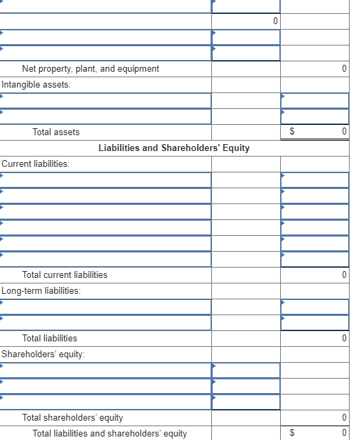Net property, plant, and equipment Intangible assets: Total assets Liabilities and Shareholders Equity Current liabilities: