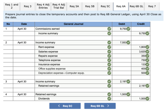 Req 1 and Req 3 Req 4 Adj Req 4 Adj Entries Trial Bal Req 5A Req 58 Req 5C Reg 6A Req 6B GL Reg 7 Prepare journal entries to