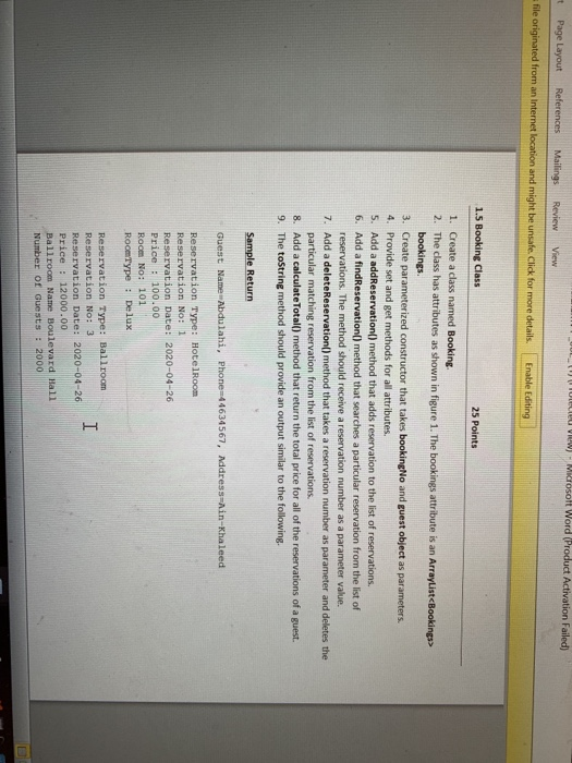 Microsoft Word (Product Activation Failed) t Page Layout References Mailings Review View file originated from an Internet loc