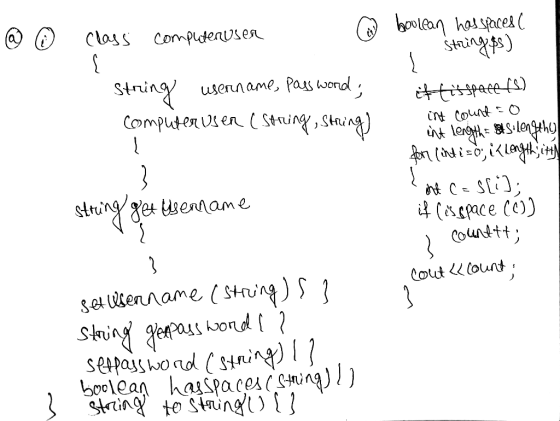 ☆ 0 class om completen usea boolean has spaces ( - Stringas) string username, password: computer user (string, string) ittis