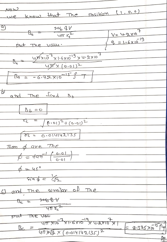 يا مA-- we know that the position loo) m V= 4.gxio tot q=166x1619 u qv - Ba - Harz put The valu. de utfx157x16x1019 yungxi ug