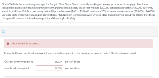 Oriole Willis is the advertising manager for Bargain Shoe Store. She is currently working on a major promotional campaign. He