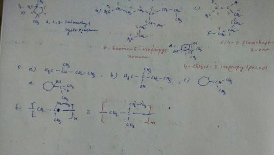 C C b b) hc ih w Cib ch - cm F-16 1,3-trimethys. Cyclopenfone cis- 7-fluorohept- 4- bromo-5- 2-ene. nonane 4-Chloro-3- isopro