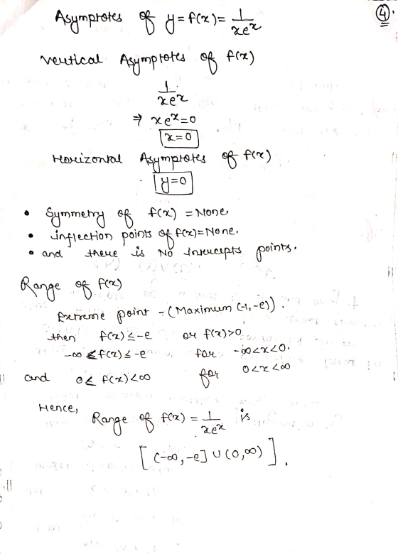 Asymprotes of y = f(x) = 1 here veutical Asymptotes of f(x) zez xex_o X=0 Houizontal Asymprotes of fire) 4=0 Symmetry of f(x)