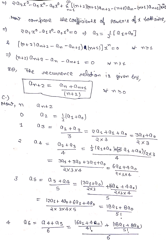 = P2280 - Q4 seº-2020+ [lo+2)(n+1 Jan 72-(n+1) An- lon+2 )An+1] que compare the coefficients of powers of e both sides,