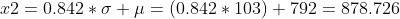 x2 = 0.842 * 0 +u = (0.842 * 103) +792 = 878.726