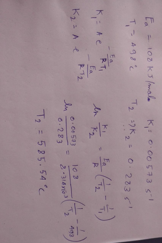 Е. - 102 k3 mat. K : т - да с т. 26, 00 513 51 с. 233 Ea ( 7 ) Ea K = A e RT enth - Ea Клба o RT2 K2= A e - Xм боо 593 6. 2