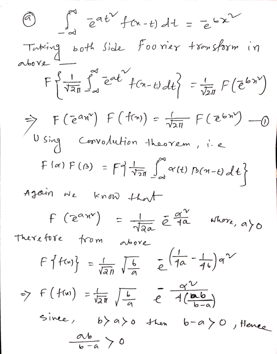 a zatv è 6x2 - fen-t) de Taking both side Fourier transform in abore F{ 1 Parte carte de estar Flaway 0 U F leana) F ( fcm))