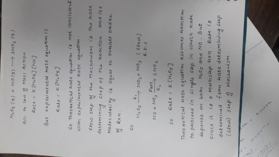 Acc. to LMass Acthion RateKN205] CNoJ expeimento mate equa trion is Rateこ But K[N205] So theoreticas wate equorion is not Co