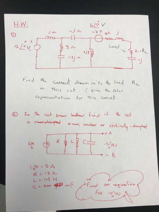 H.W: موز - jr کام -xt ur j owcom Load y§ 2.R 12 Lov o tut § 3r Find RL the current drawn in to the load In this cet ( give th