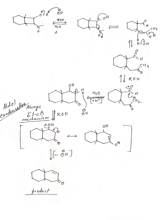 OH кон HH3 H2O FO O / KOH H20 + HT CH Aldol Condensation isation Always El-cß likoh mechanism 10H OH faeca.] 1 [- ] product