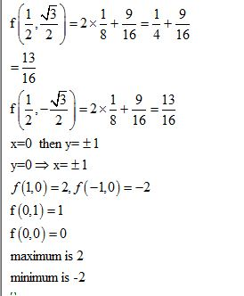 1 9 = 2x=+= 8 16 II 1 9 + 4 16 2 13 = 16 13 f = 2 x -+ 2 2 8 9 16 13 16 x=0 then y=+1 y= 0x==1 f(1,0)=2,5(-1,0)=-2 f(0,1)=1 f