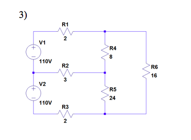 3) V1 R4 110V R2 R6 16 V2 R5 24 110V R3