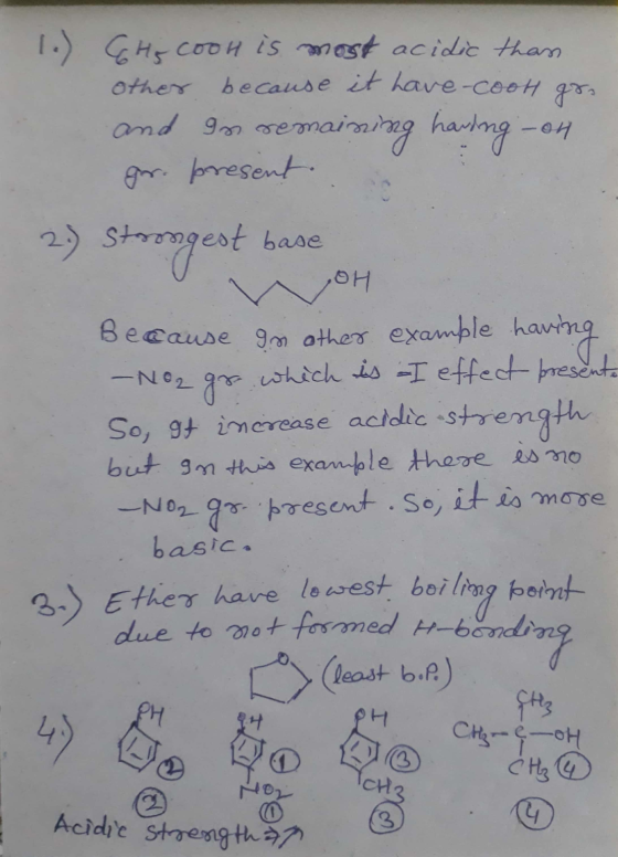 1.) - CHg cook is most acidic than other because it have cooH gro and go remaining harding -oh gr. present in 2.) Strongest b