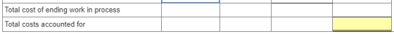 Total cost of ending work in process Total costs accounted for