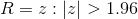 R= 2: : > 1.96