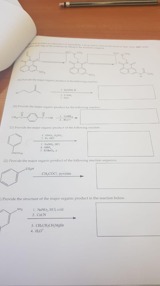 HOCH NO yo) Provide the major organic product of the following reaction H-NOI | H 2 LIATH 3H.0 20) Provide the major organic