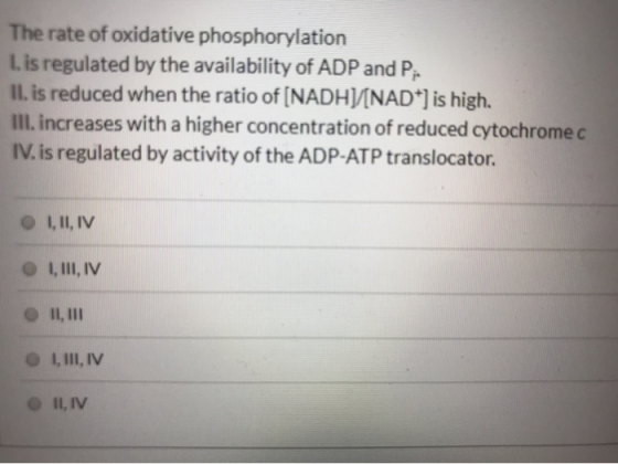 The rate of oxidative phosphorylation Lis regulated by the availability of ADP and P: II. is reduced when the ratio of [NADHV