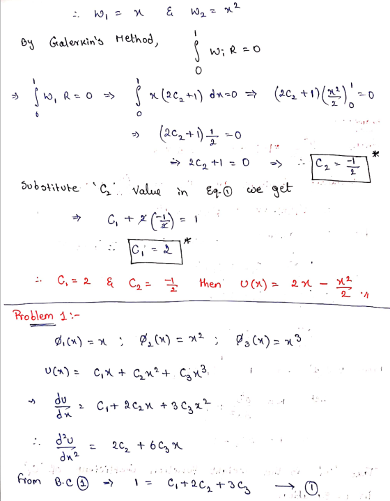 .. Wo, a n ६ ५२ Wzz By Galerkins Method, weno {w, acous fm (20.4do → (25+4) 20 (2C+1) 1 - 0 * => 202 + = 0 Ce 2 Substitute E