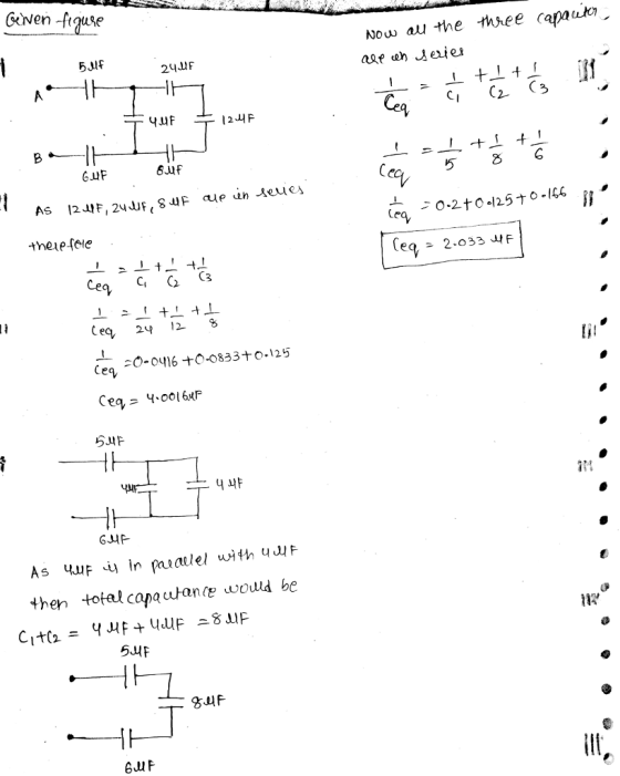 Gven -fiquse Now au the thee capauto 5Jlf 24uF GUF 6.uF Ca 5 +heipfee then tofel capautande would be suF 84F 6uF