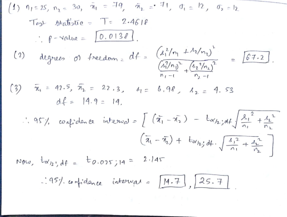 р-value 10.013 (2) desreeno freedom X, : 42.5, 게2-22, 3, df= 14.9-