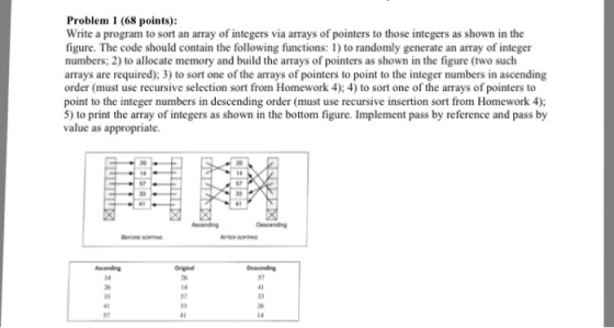 Problem 1 (68 points): Write a program to sort an