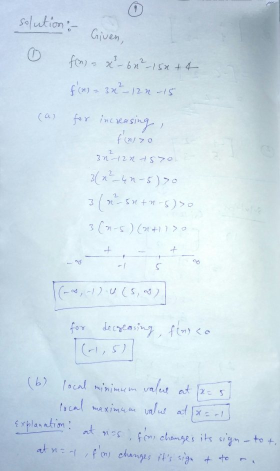 solution - Given f(n) = x²-6n²-150+ 4 f(n) = 30² - 122-15 (as for increasing , fniro 3n²12 nasyon 3(n²_4n-5) 70 2 31n 50tn-5)