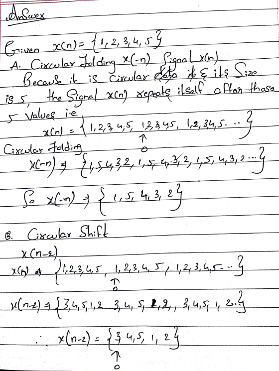 Answex Griven xccn)= {, 2, 3, 4, 5% A Circular Holding XC-n? Signal x(0) Because it is circular data && its Size iss, the Si