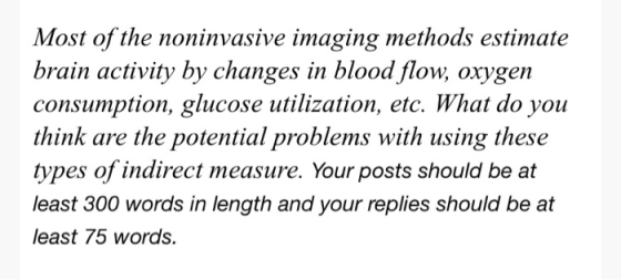 Most of the noninvasive imaging methods estimate brain activity by changes in blood flow, oxygen consumption, glucose utiliza