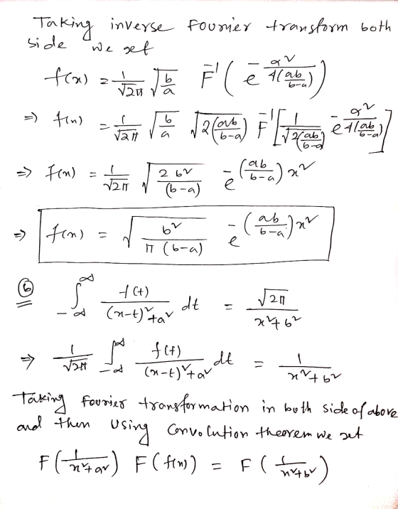 si de we get an f(x) = to the bra Taking inverse Founier transform oth van Toe F( (e Alab Toast (ab F119 cabal (ab) ar =) fi