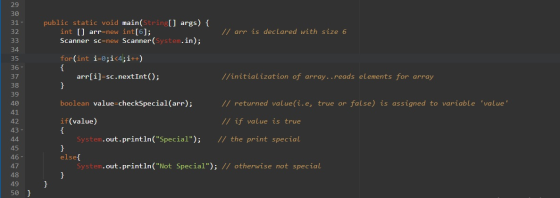 31 - public static void main(String[] args) { int [] arr=new int[6]; Scanner sc=new Scanner(System.in); // arr is declared wi