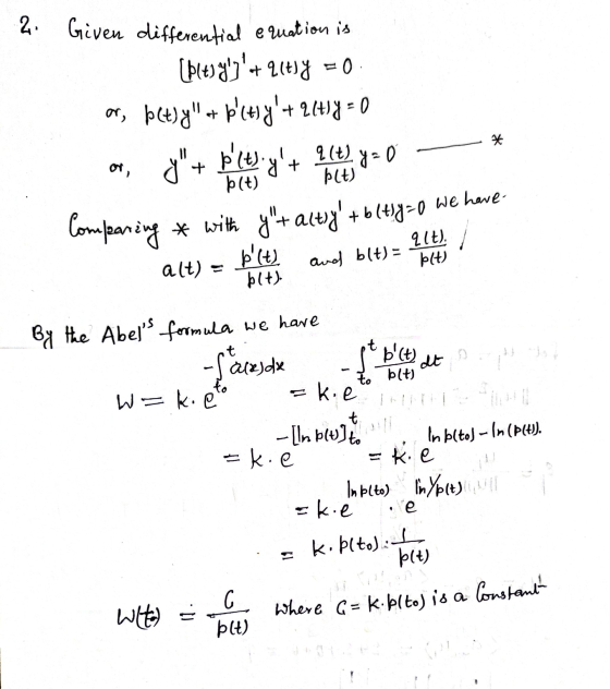 * g+ blog + 2 y = 0 Comparing * with gut alty + b(48=0 we have. - [In b (t] till 2. Given differential equation is (bltby}