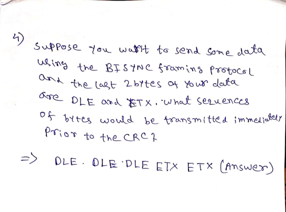 SupPose ou wat to send Some data ing the BTSYNC Tam ind frotocs Onthe Lagt 2bytes of You data hat Sezuences DLE ondTx 1 bYtes