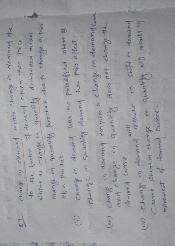 Change t clemand mears Cha wdhere as change en quanit demandes mta ob a Produt quanti de m can ame (change in demand hes no iat hire a and change e, quantia dos no cha clemand cunve movement em