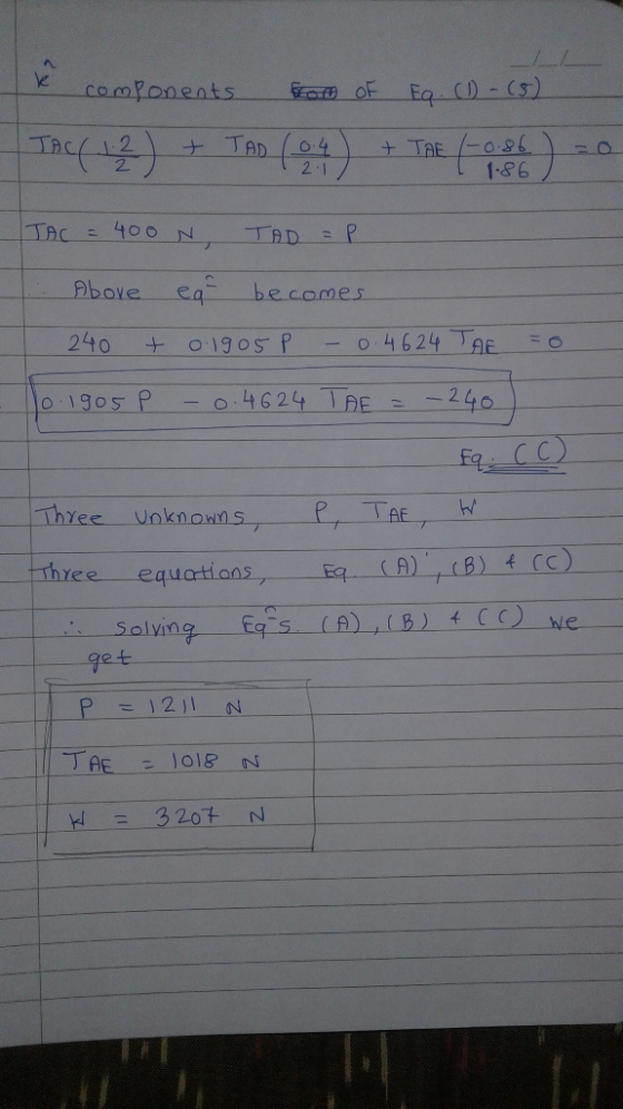 componentS Eq (D-(3) +TAE -0.o 1-86 JAD 4 2 1 400 N TAC TAD P Above becomes 240 O4624 AF 240 4624 AE O1905 P TAE Three Unknon