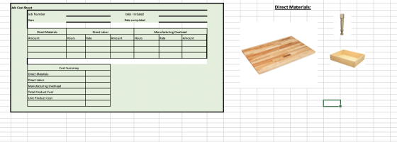Direct Materials: Job Cost Sheet Job Number Date Initiated Date completed Item Direct Matarials Direct Labor Manufacturing Ov
