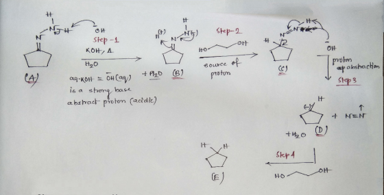 1 tt NG N r N Step-1 KOH, A N -dats probm apalshachon Step 3 Bource (B) protum aq KOH is a sbompy abshact piotem (actdic) bas