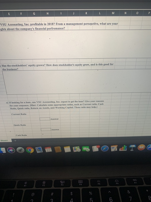E F G H I J K L M N O VSU Accounting, Inc. profitable in 2018? From a management perseptive, what are your ghts about the com