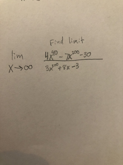 Find limit 4,90 7X200-30 lim Xoo 37200 +86-3