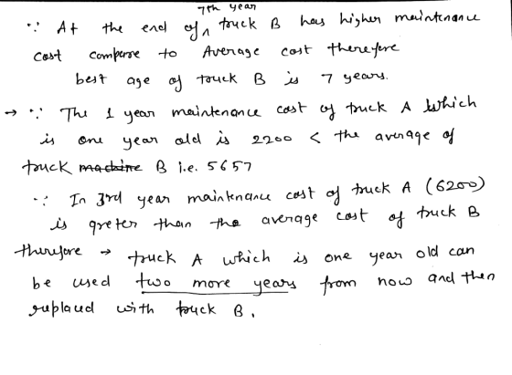 7th yean has hiyhu muintnan At the enel touck B cost thoefore Average Comperse to Cest 7 year tauck best age Th yean maintena